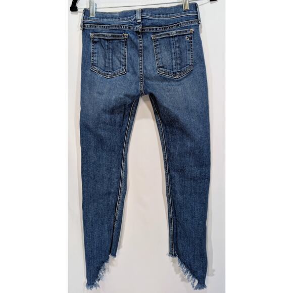 rag & bone Ankle Skinny Jeans Blue Mid Rise Raw Hem Women’s Size 25 - Picture 2 of 9
